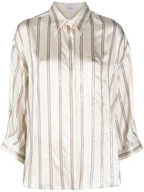 Brunello Cucinelli sequin-detail long-sleeve blouse 
