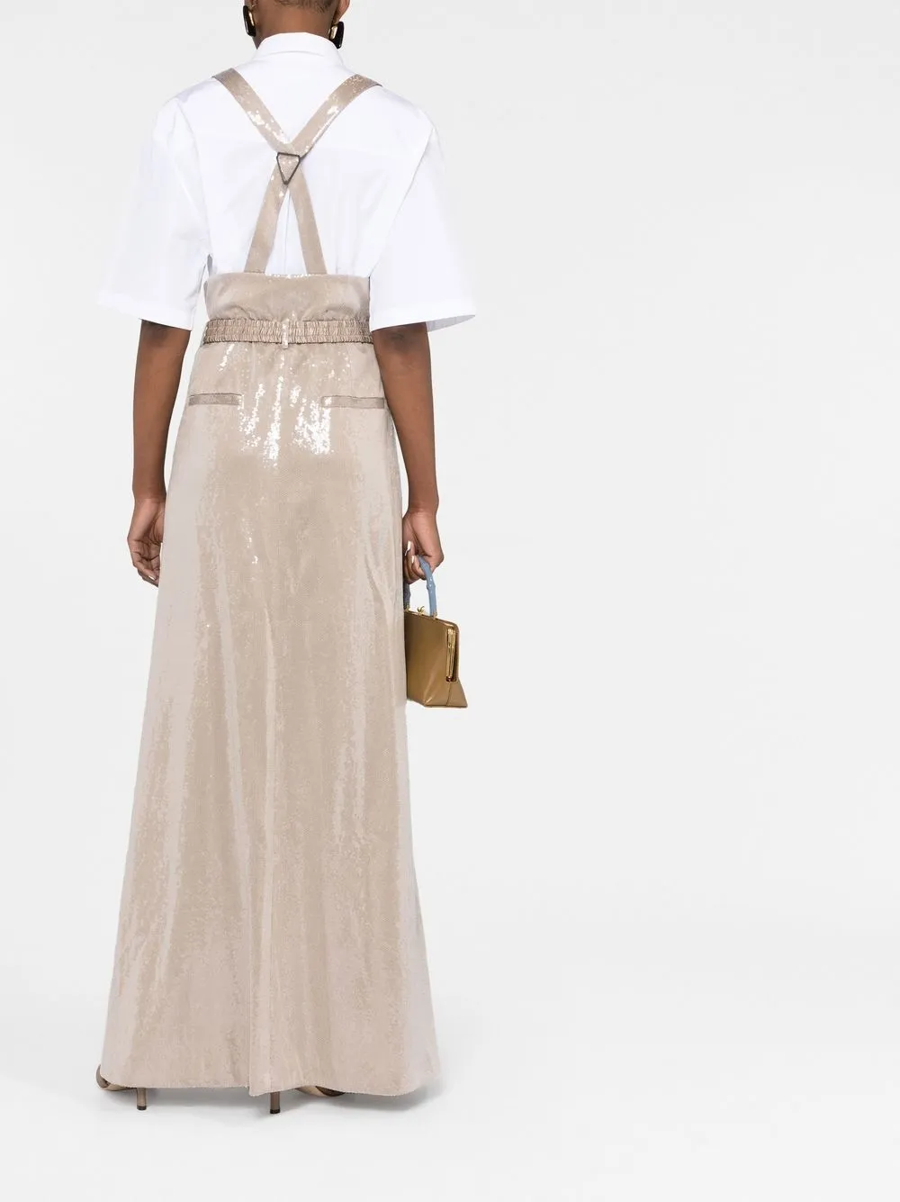 Brunello Cucinelli Sequinned High-waisted Trousers In Neutrals