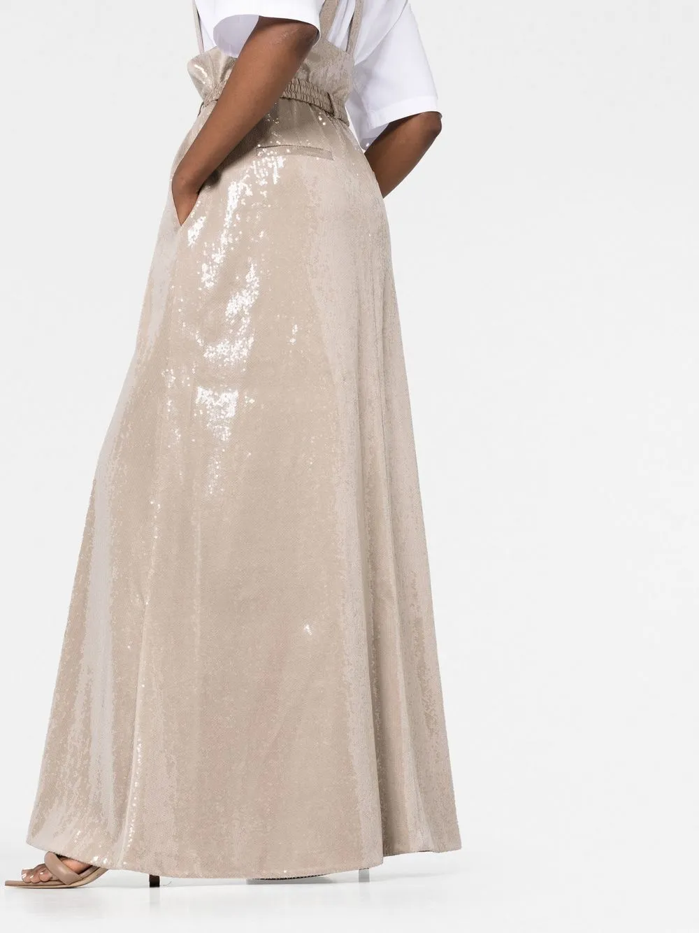 Brunello Cucinelli Sequinned High-waisted Trousers In Neutrals