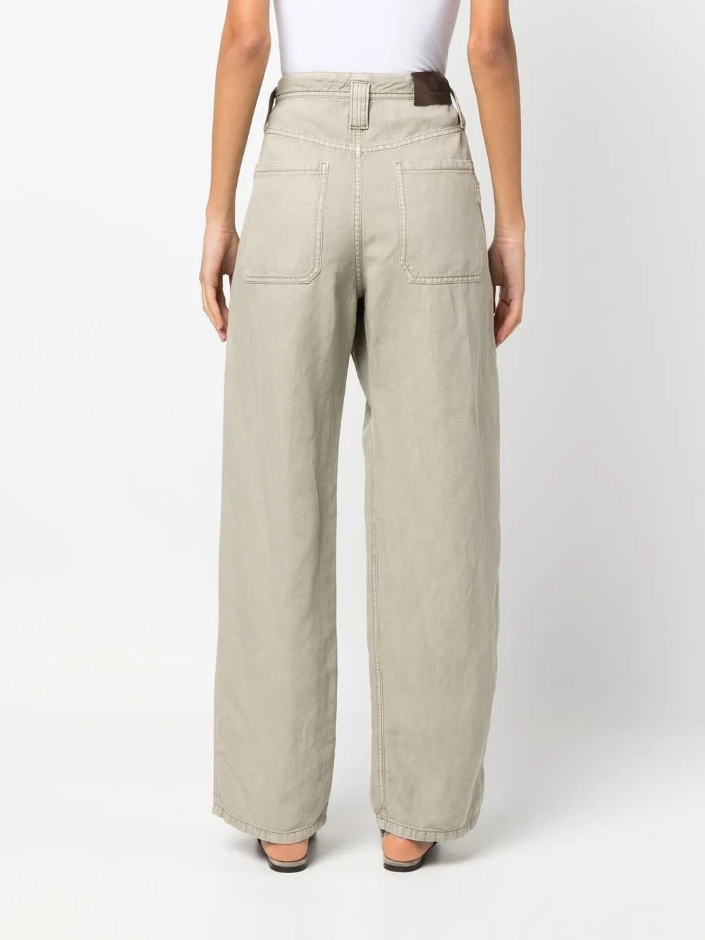Brunello Cucinelli Hight-waisted Straight-leg Trousers In Green