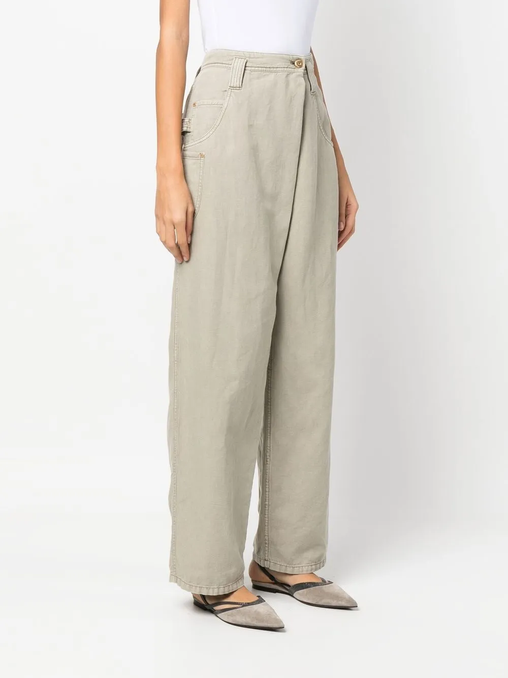 Brunello Cucinelli Hight-waisted Straight-leg Trousers In Green