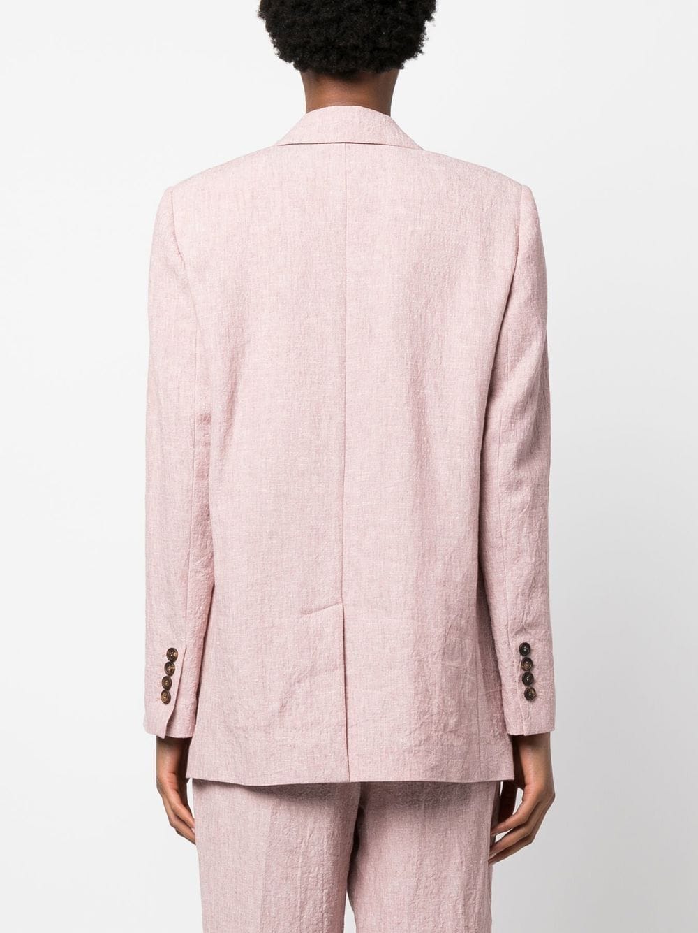 Shop Brunello Cucinelli Double-breasted Linen Blazer In Pink