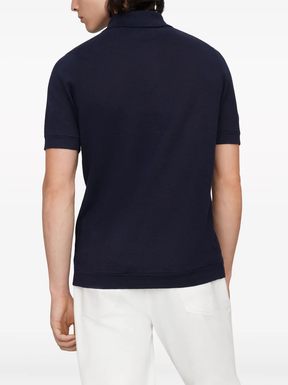 Brunello Cucinelli Linen-blend Polo Shirt In Blau