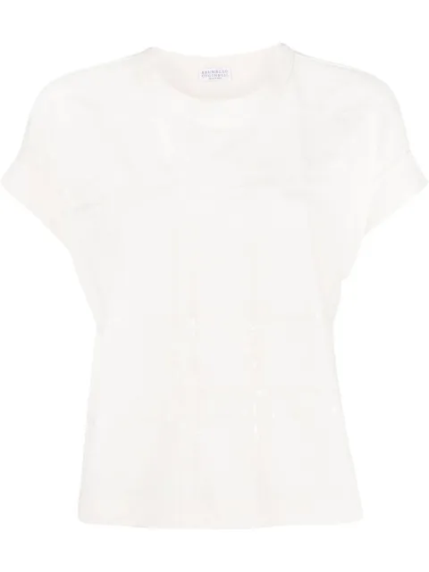 Brunello Cucinelli playera con motivo de cuadros de un tono