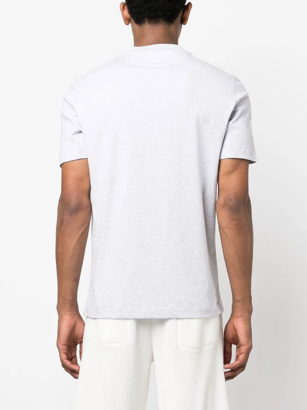 Brunello Cucinelli Chest Logo Cotton Crewneck T-shirt In 灰色