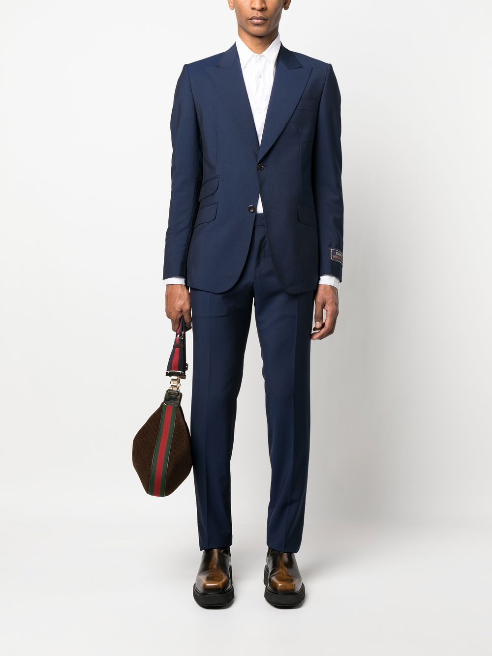 Shop Gucci Single-breasted Wool-blend Suit In 蓝色