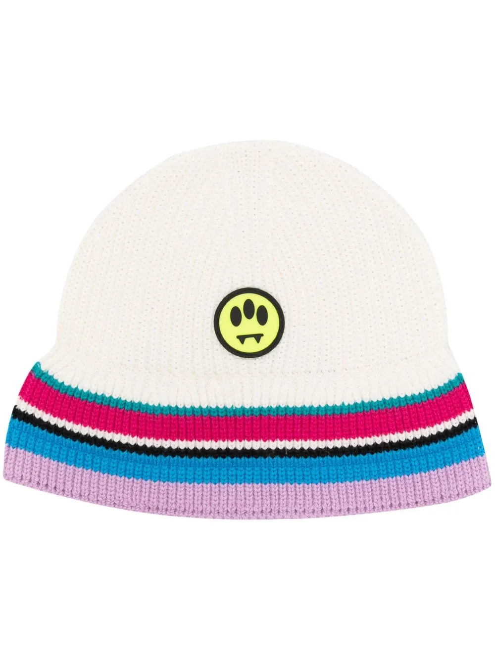 

BARROW logo-patch striped beanie - White