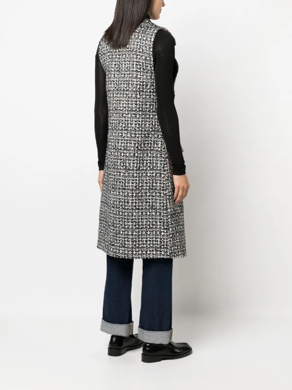 Edward Achour Paris Sleeveless Tweed Coat | Black | FARFETCH JO