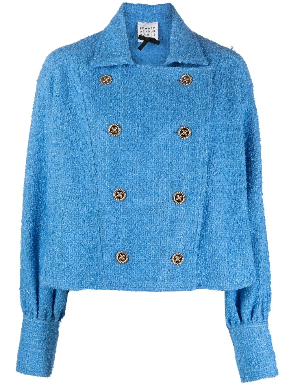 

Edward Achour Paris double-breasted cropped tweed jacket - Blue