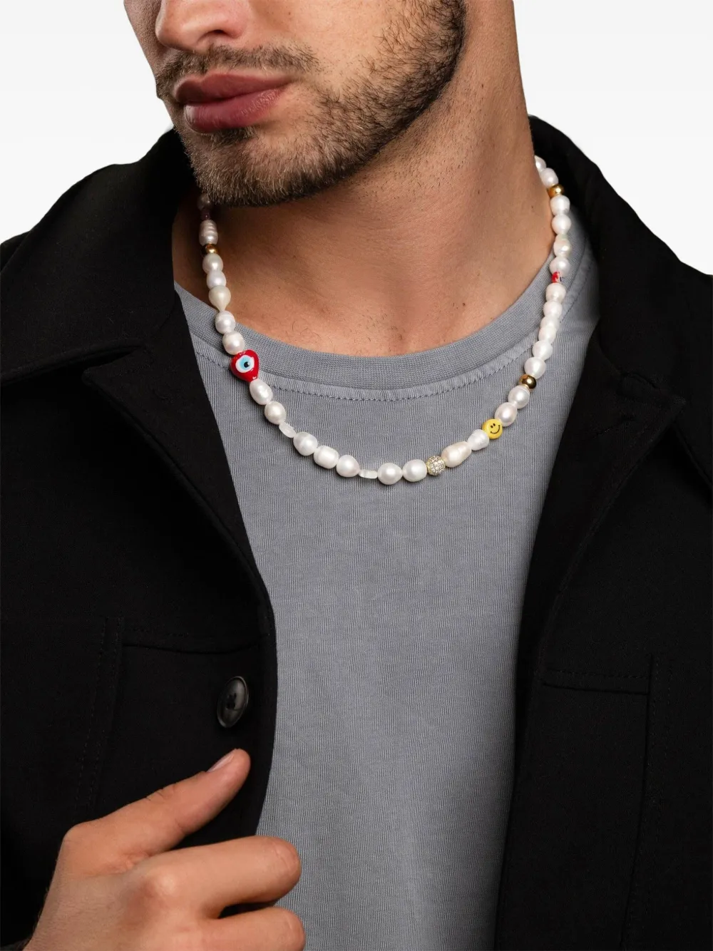 Smiley Face Pearl Necklace