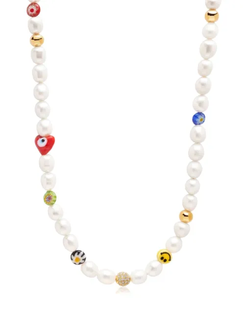Collier Smiley Face serti de perles - Nialaya Jewelry - Modalova