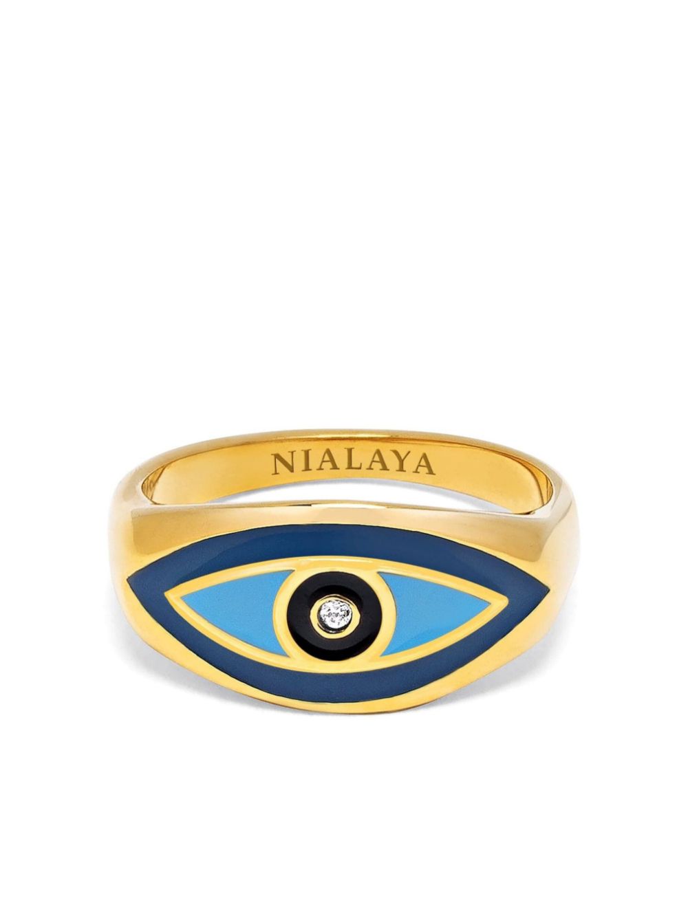 Nialaya Jewelry large Evil Eye ring - Gold