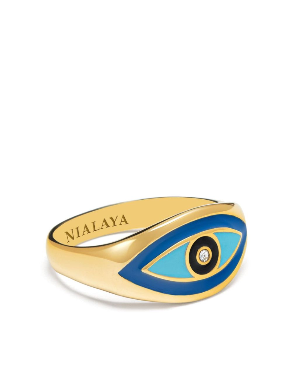 Nialaya Jewelry large Evil Eye ring - Gold