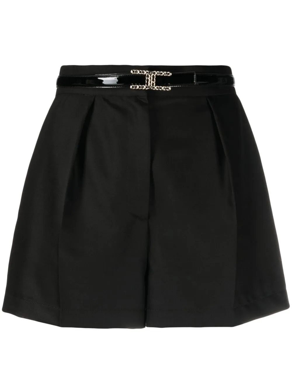 

Elisabetta Franchi shorts de cinturón con cinturón del logo - Negro