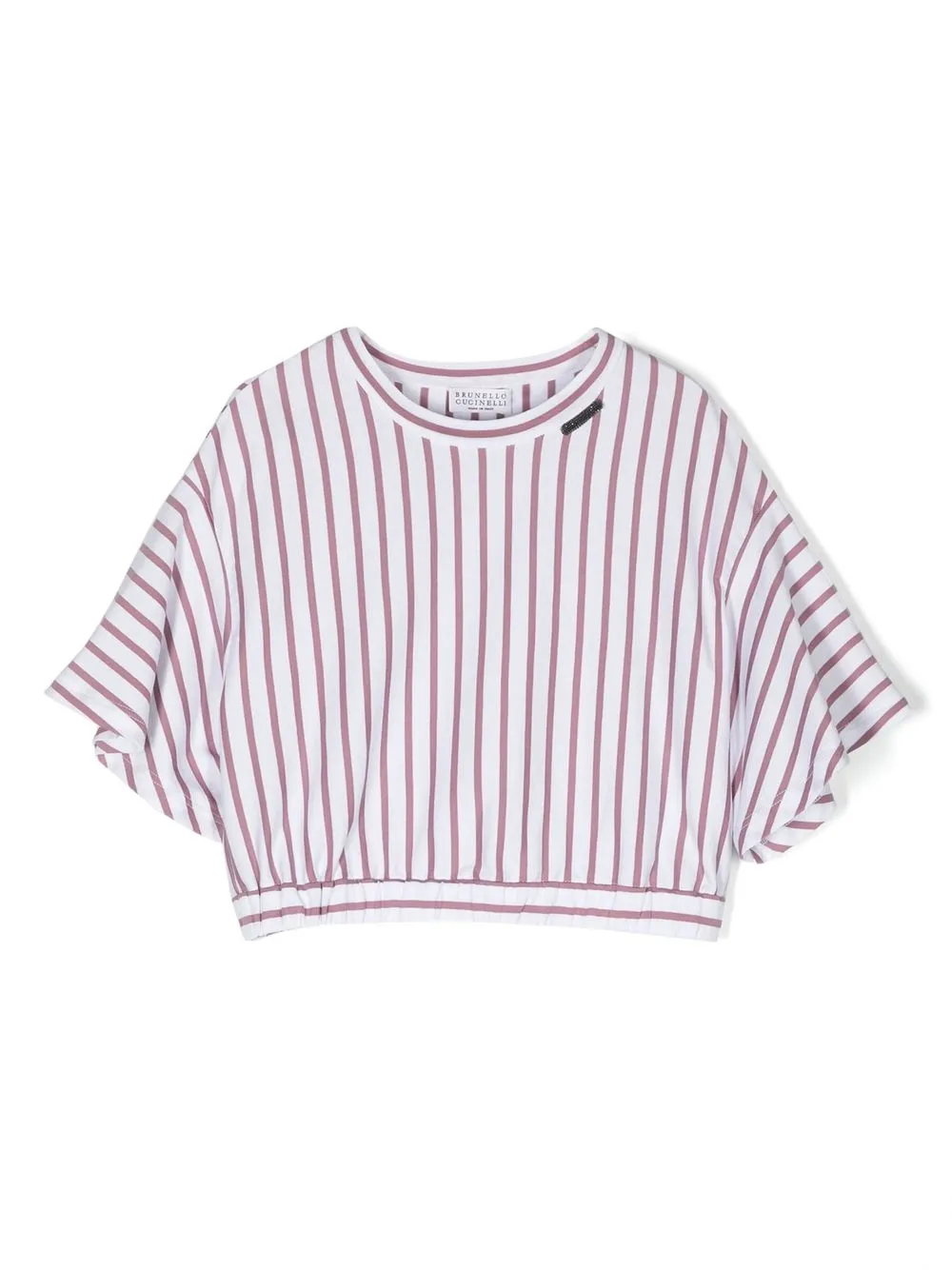 

Brunello Cucinelli Kids stripe-pattern cropped T-shirt - Pink