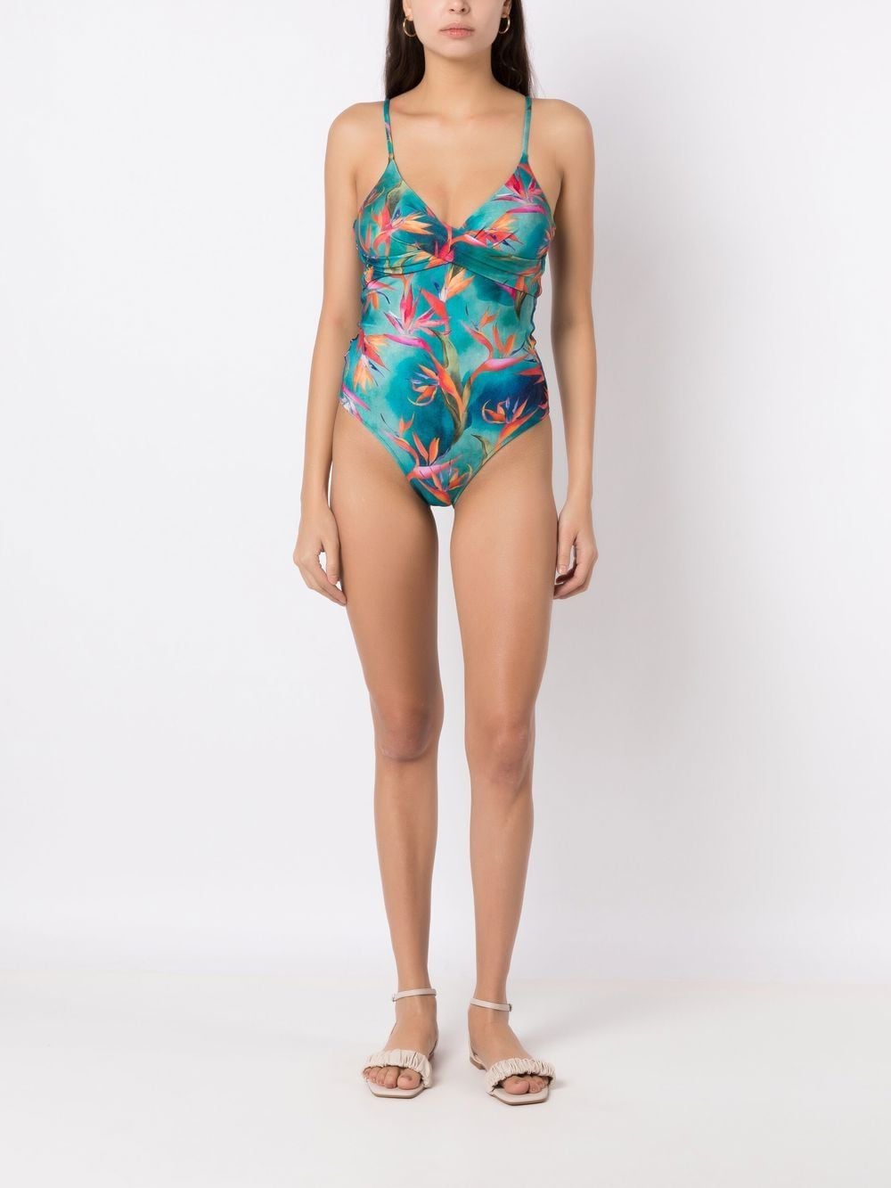 Shop Lygia & Nanny Bianca Graphic-print Swimsuit In Blue