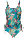 Lygia & Nanny Bruma-print draped tankini - Blue