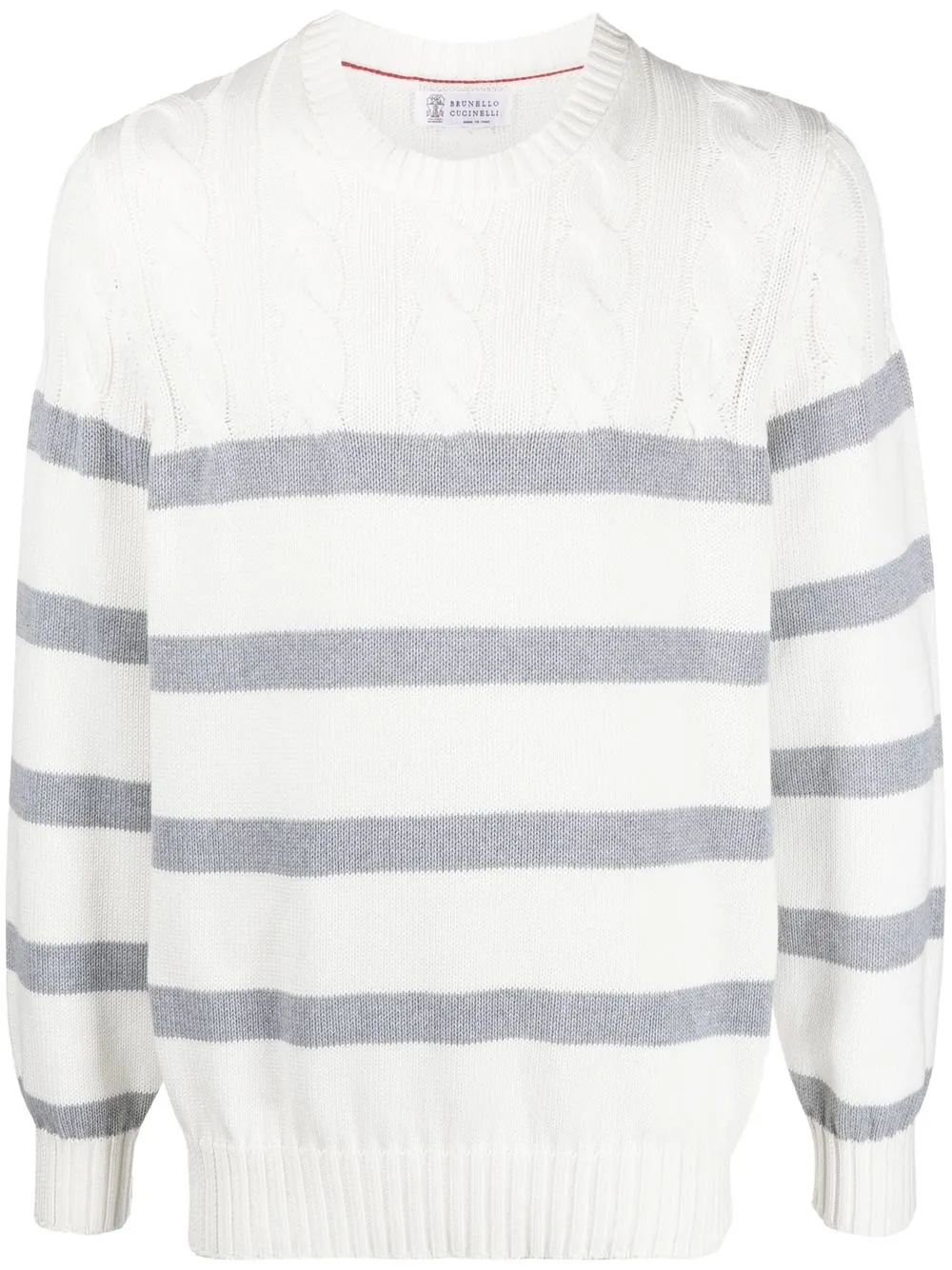 

Brunello Cucinelli horizontal-stripe knitted jumper - White