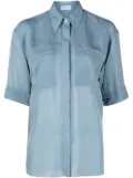 Brunello Cucinelli button-up short-sleeved shirt - Blue