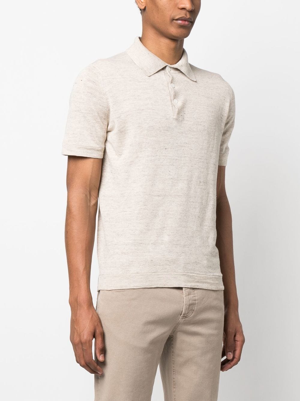 Shop Brunello Cucinelli Short-sleeved Knitted Polo Shirt In Nude