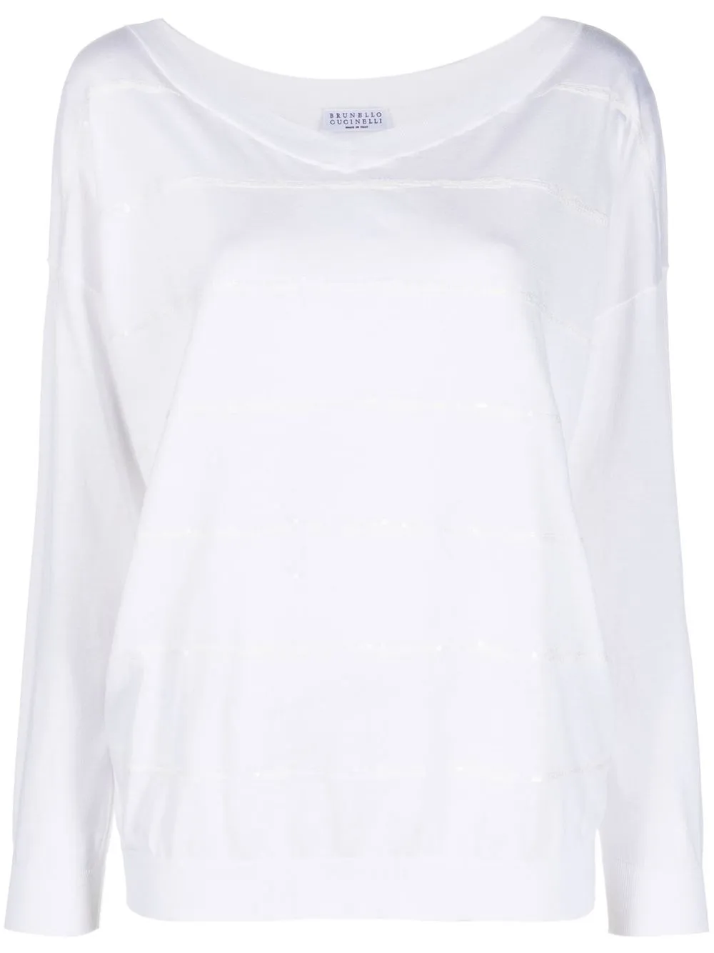 Brunello Cucinelli V-neck Long-sleeve Jumper In White