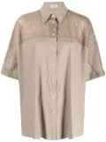 Brunello Cucinelli sequin-embellished short-sleeved shirt - Neutrals