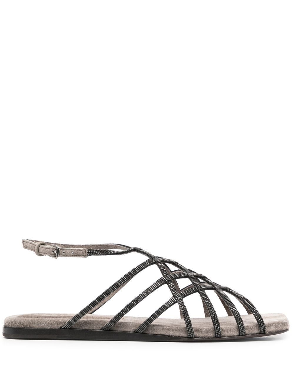 Brunello Cucinelli 15mm Buckle-fastening Open-toe Sandals In Grey