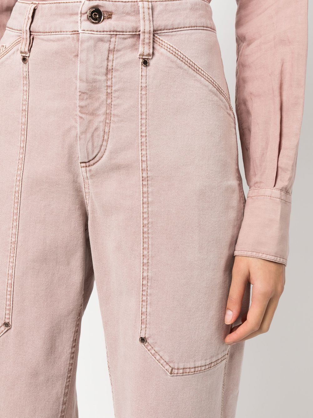 Shop Brunello Cucinelli High-waisted Straight-leg Trousers In Pink