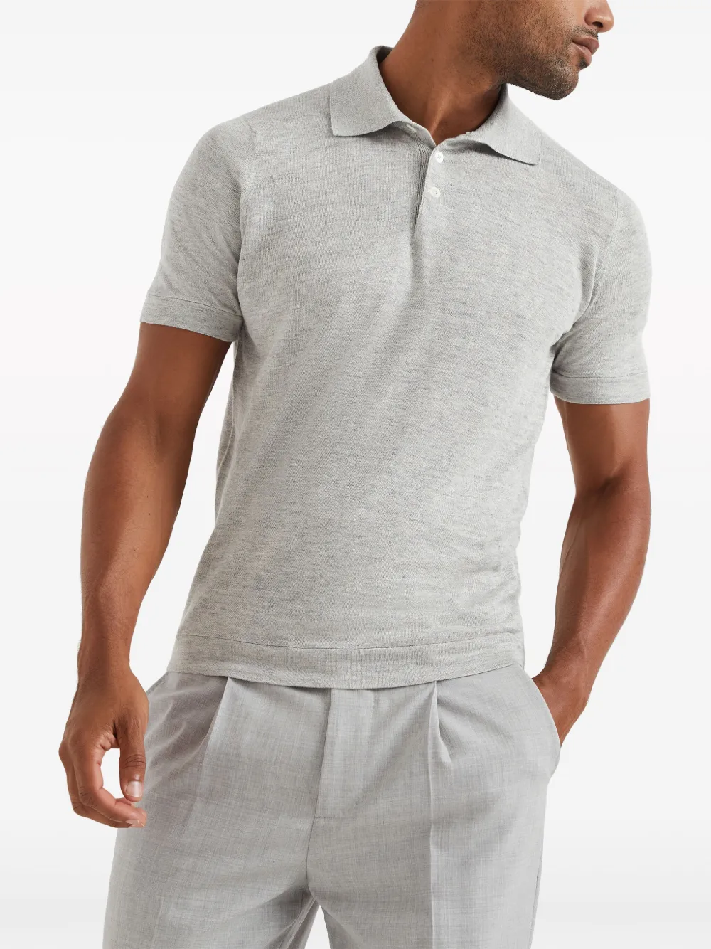 Brunello Cucinelli Meliertes Poloshirt In Grey