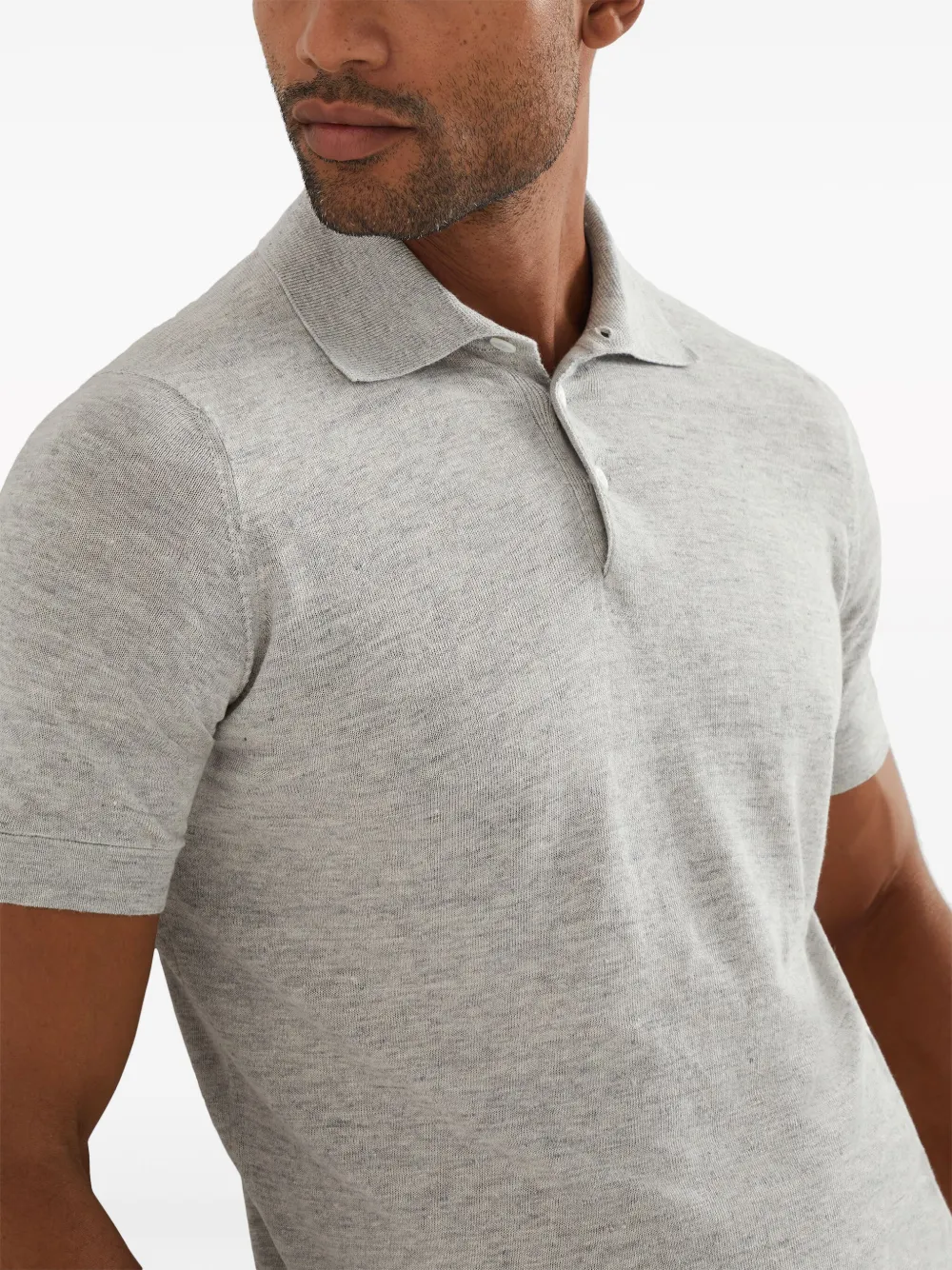 Brunello Cucinelli Meliertes Poloshirt In Grey