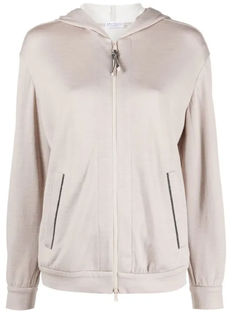 Brunello Cucinelli jersey-knit drawstring zipped hoodie