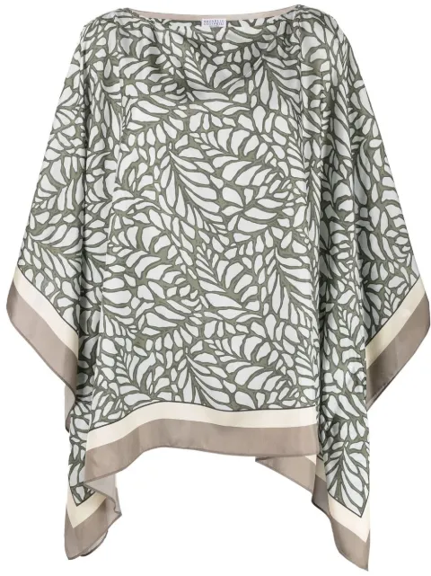Brunello Cucinelli graphic-print draped blouse 