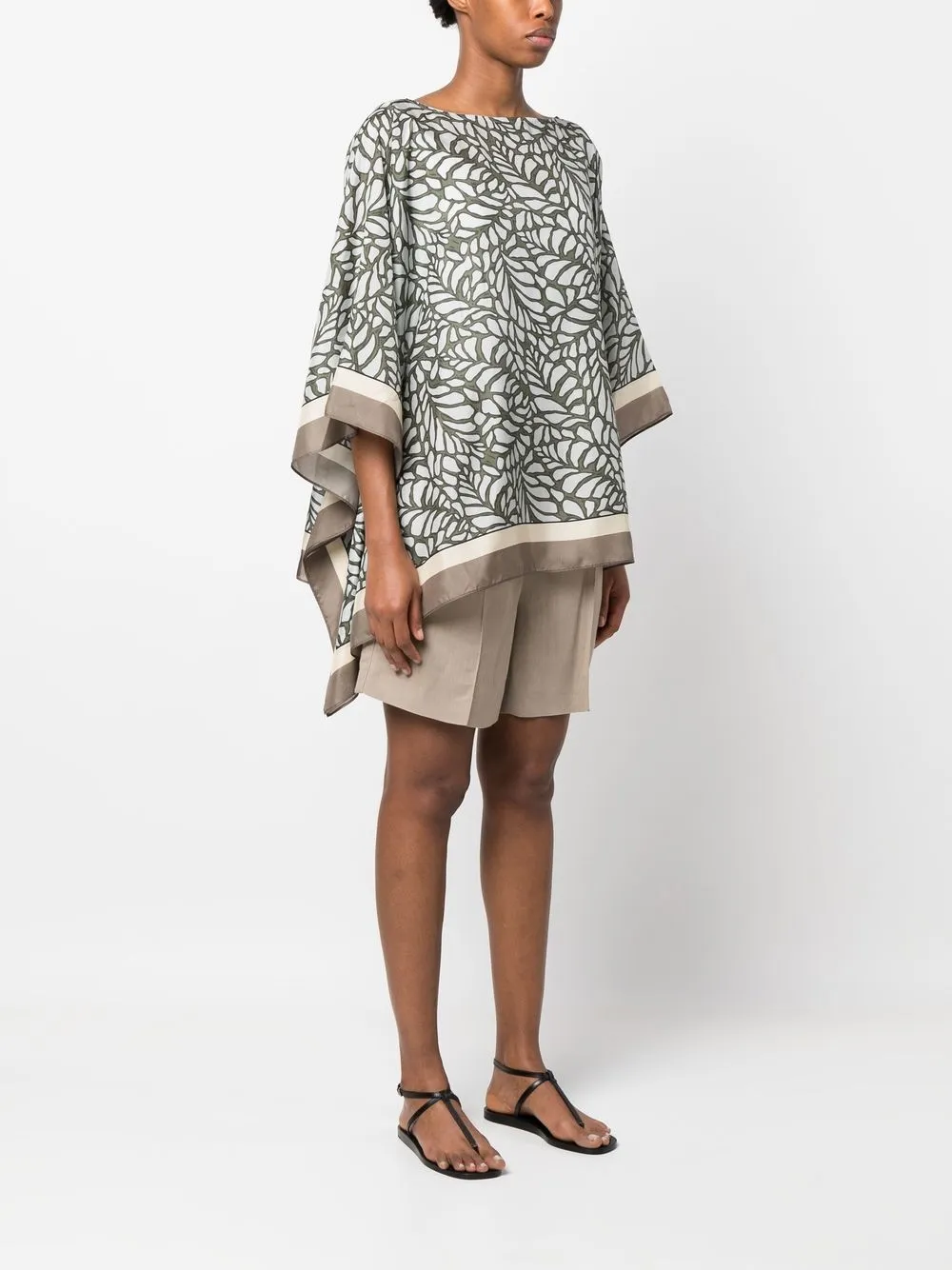Brunello Cucinelli Bluse Mit Grafischem Print In Green