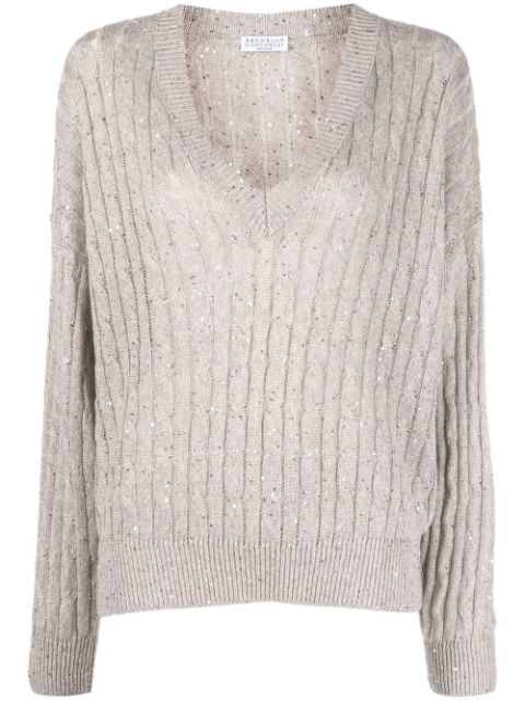 Brunello Cucinelli ribbed V-neck jumper Women