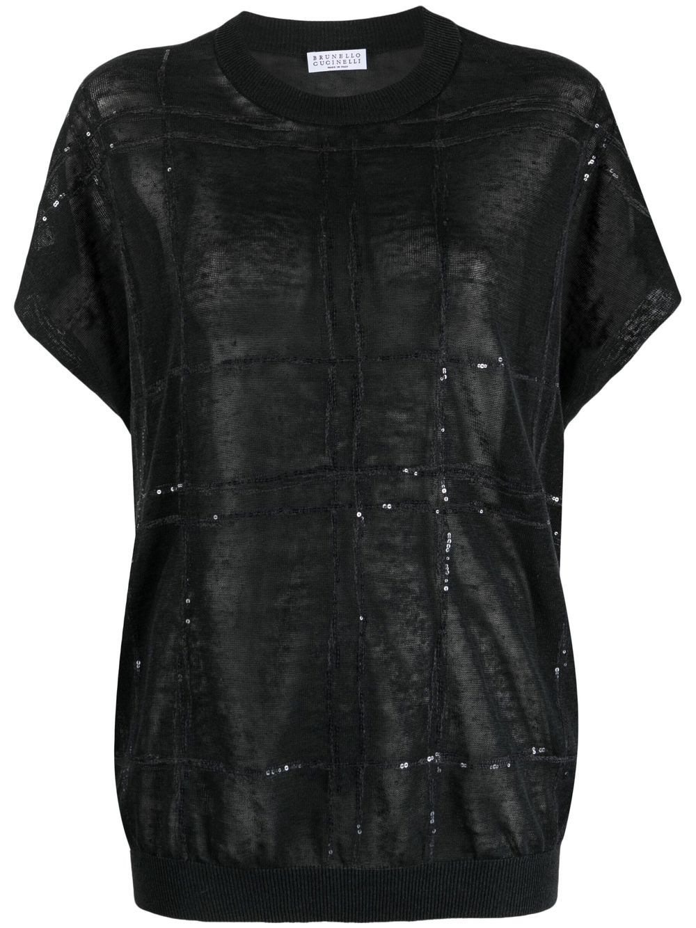 

Brunello Cucinelli sequin-embellished short-sleeved top - Black