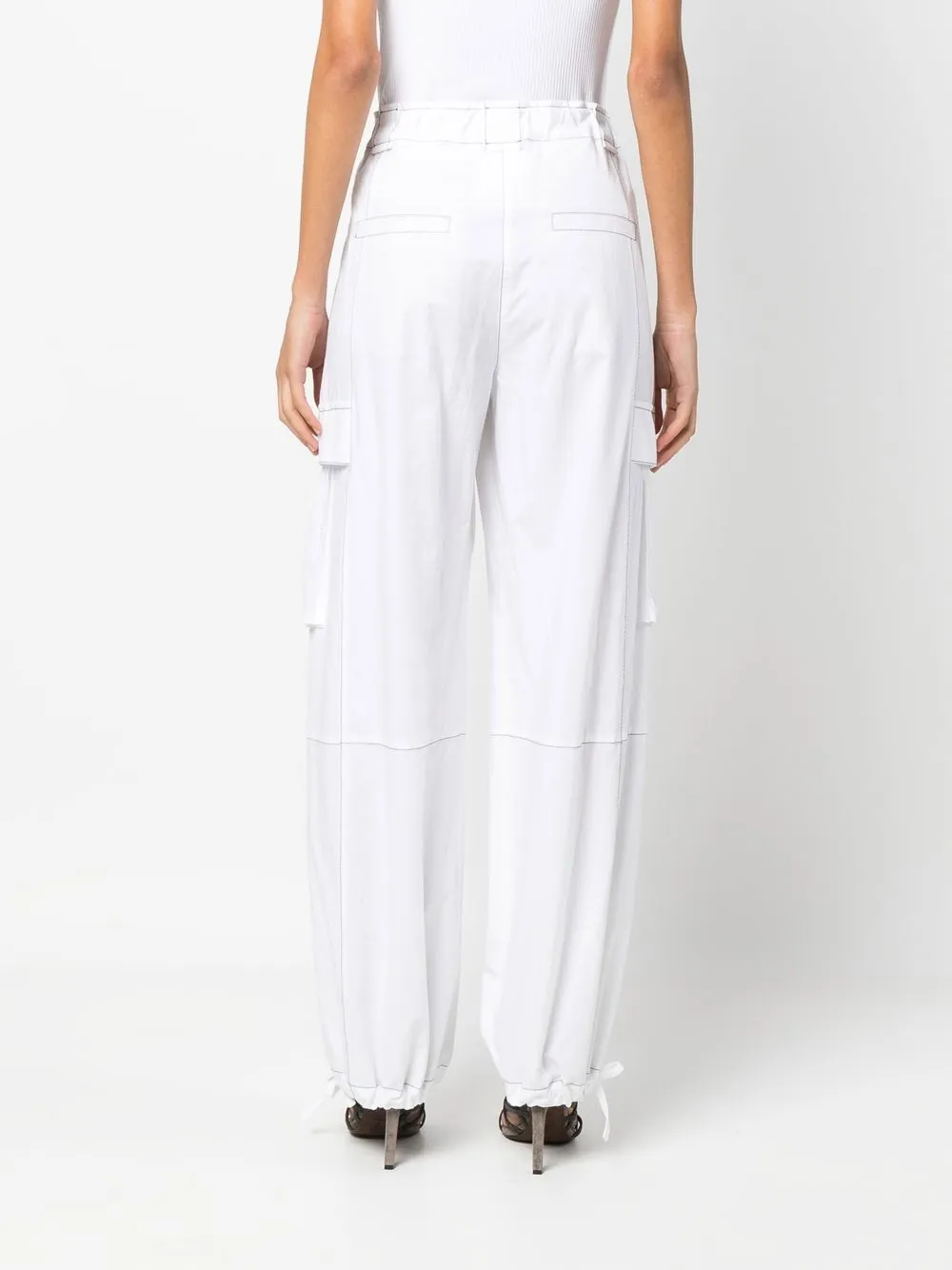 Brunello Cucinelli High-waisted Cargo Trousers In White