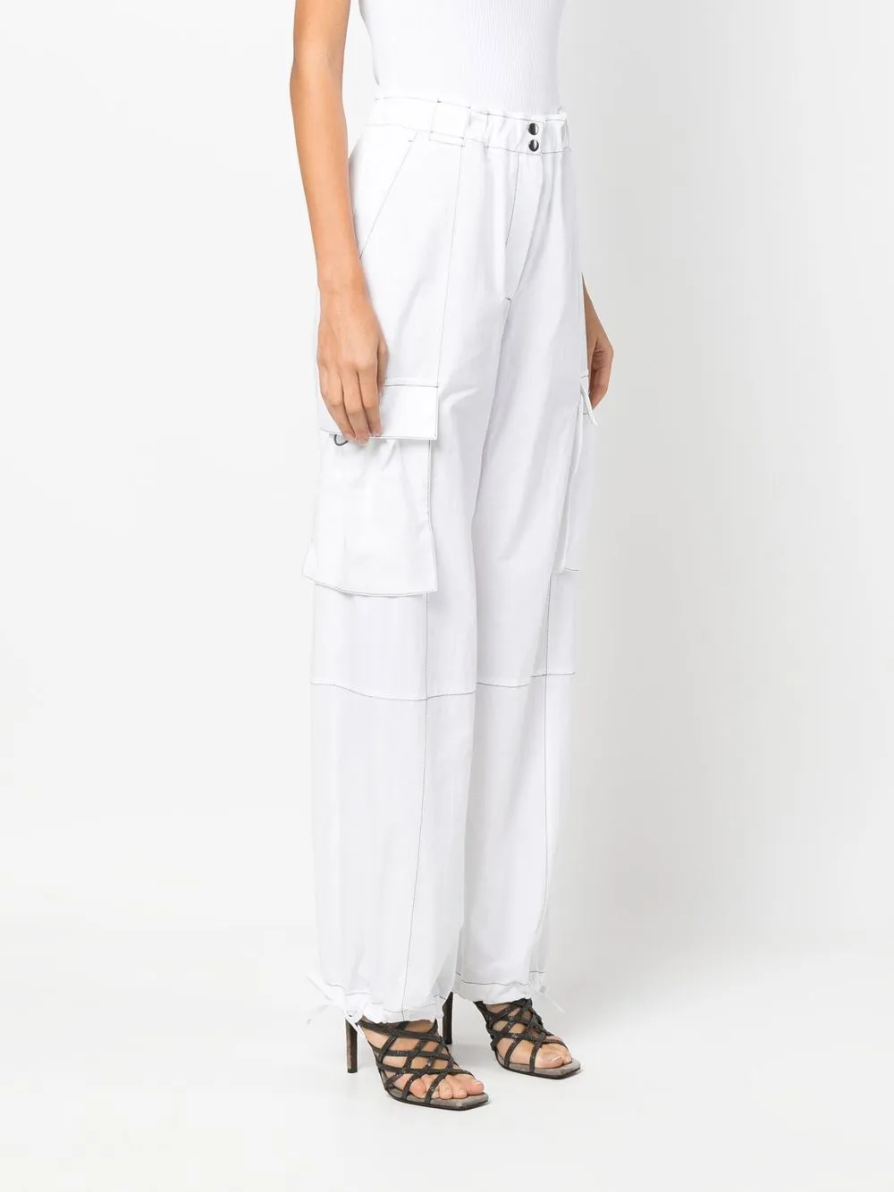 Brunello Cucinelli High-waisted Cargo Trousers In White