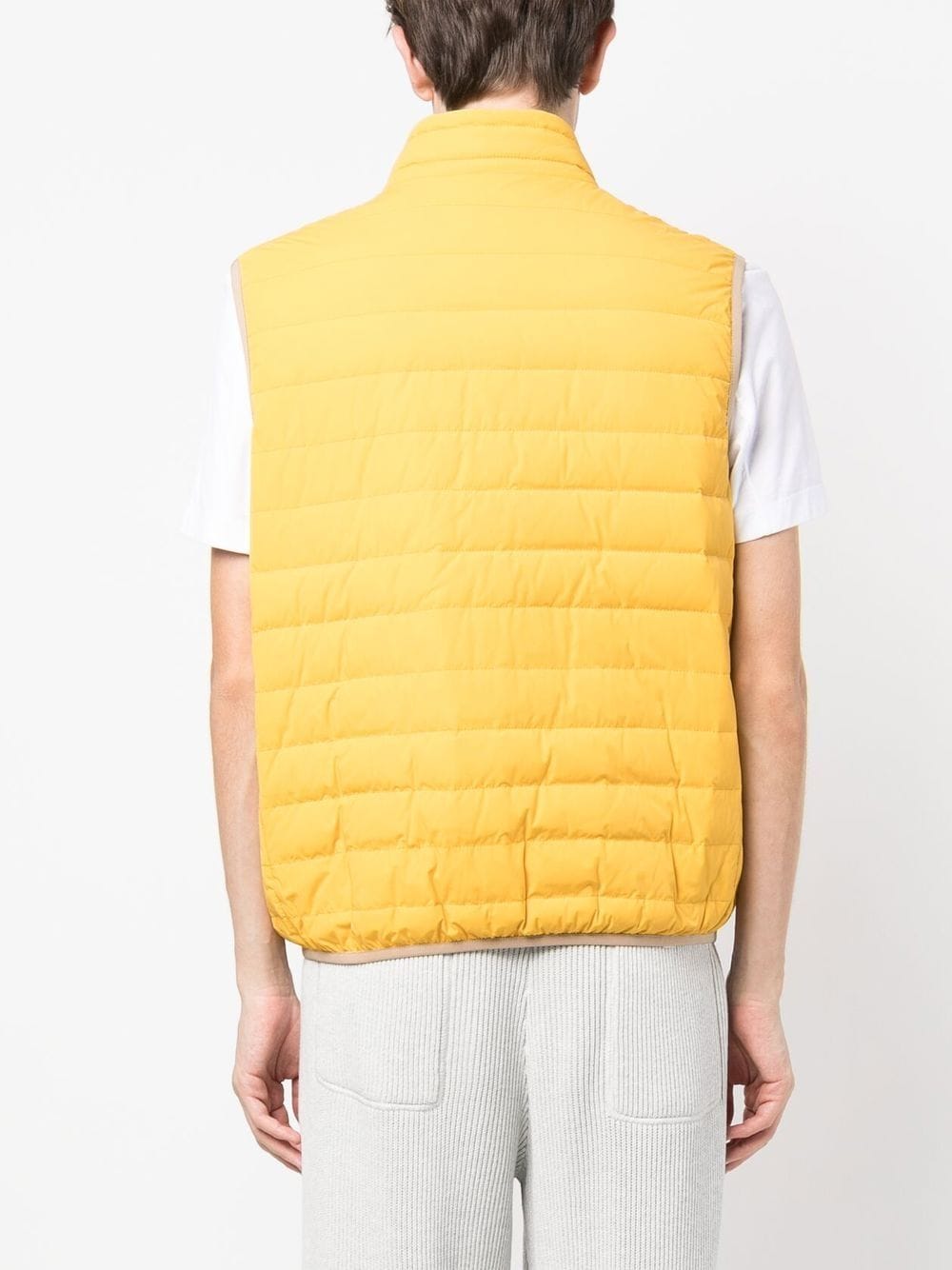 Shop Brunello Cucinelli Feather-down Padded Gilet In Yellow