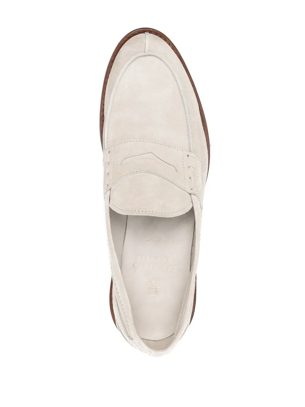 Brunello Cucinelli Penny-slot Suede Loafers In Nude