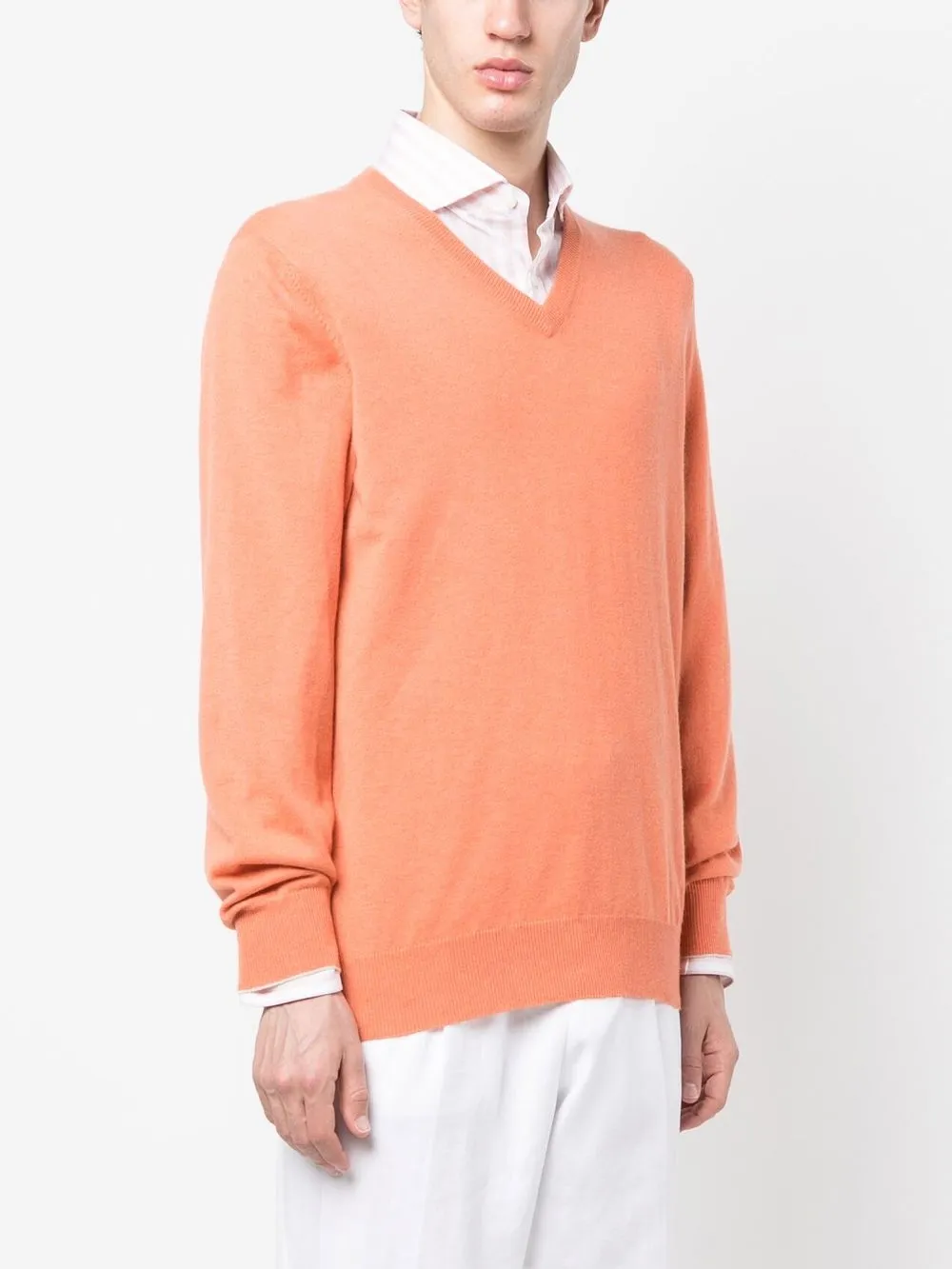 Brunello Cucinelli V-neck Cashmere Jumper In Orange
