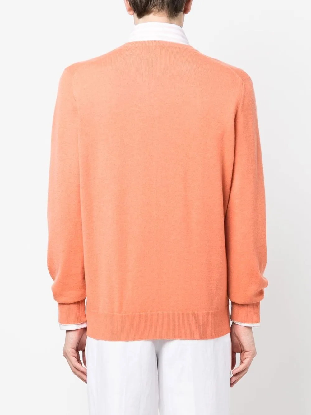 Brunello Cucinelli V-neck Cashmere Jumper In Orange