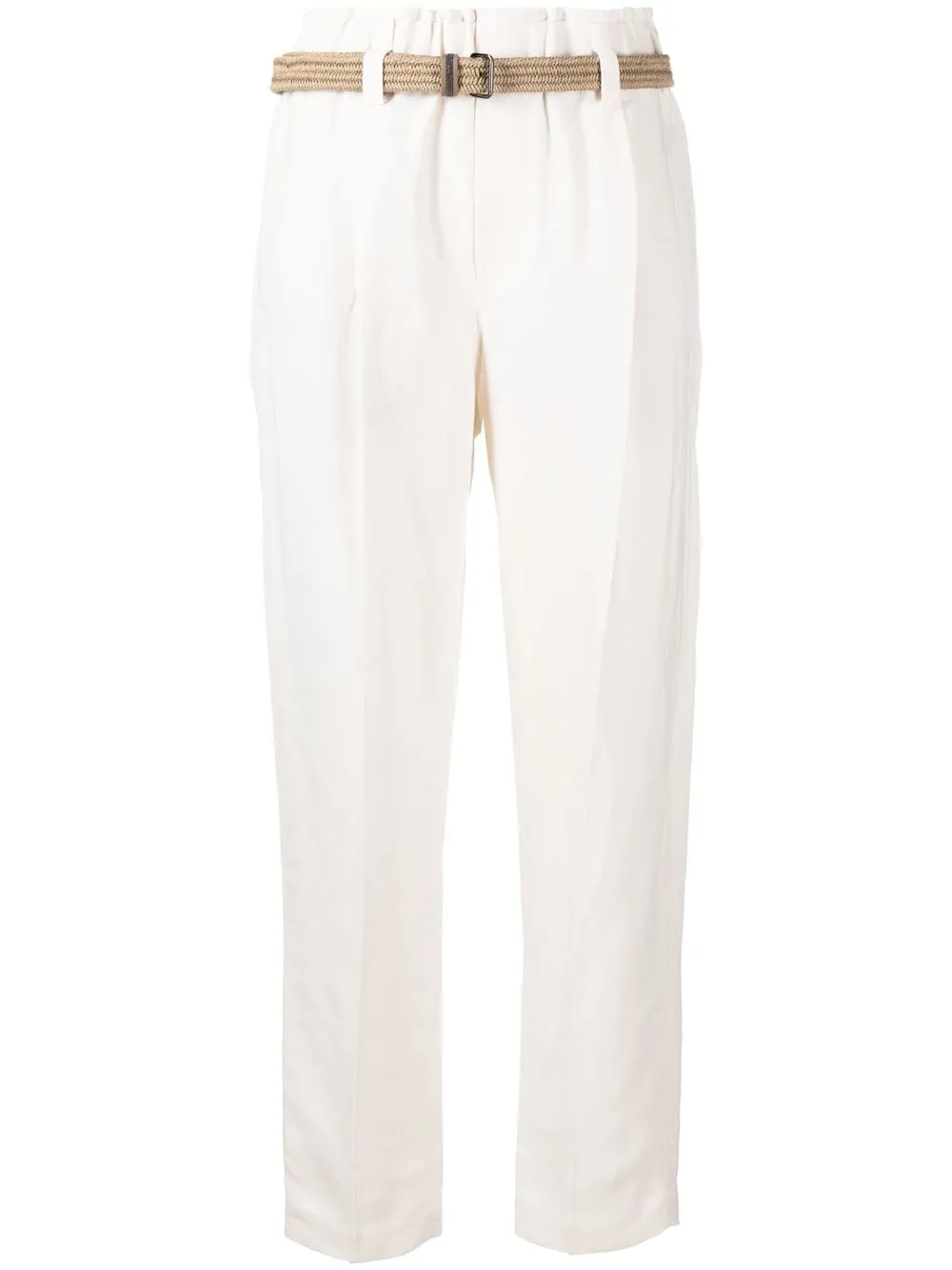 

Brunello Cucinelli belted pleat-detail cigarette trousers - Neutrals