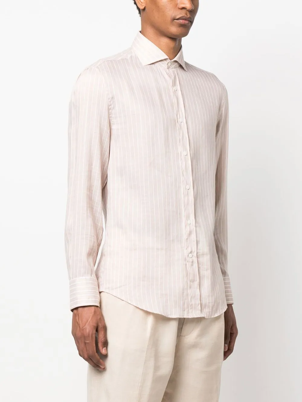 Chemise Bruno New York Manches Longues Rayures Et Broderie - Taille L - Occasion