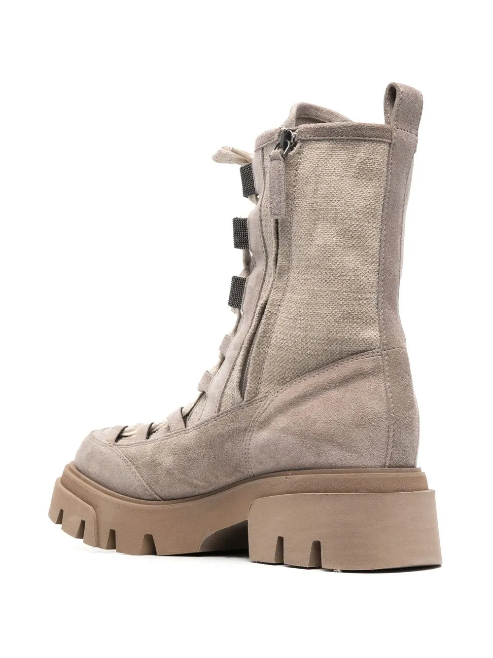 Brunello Cucinelli Suede Lace-up Boots In Neutrals