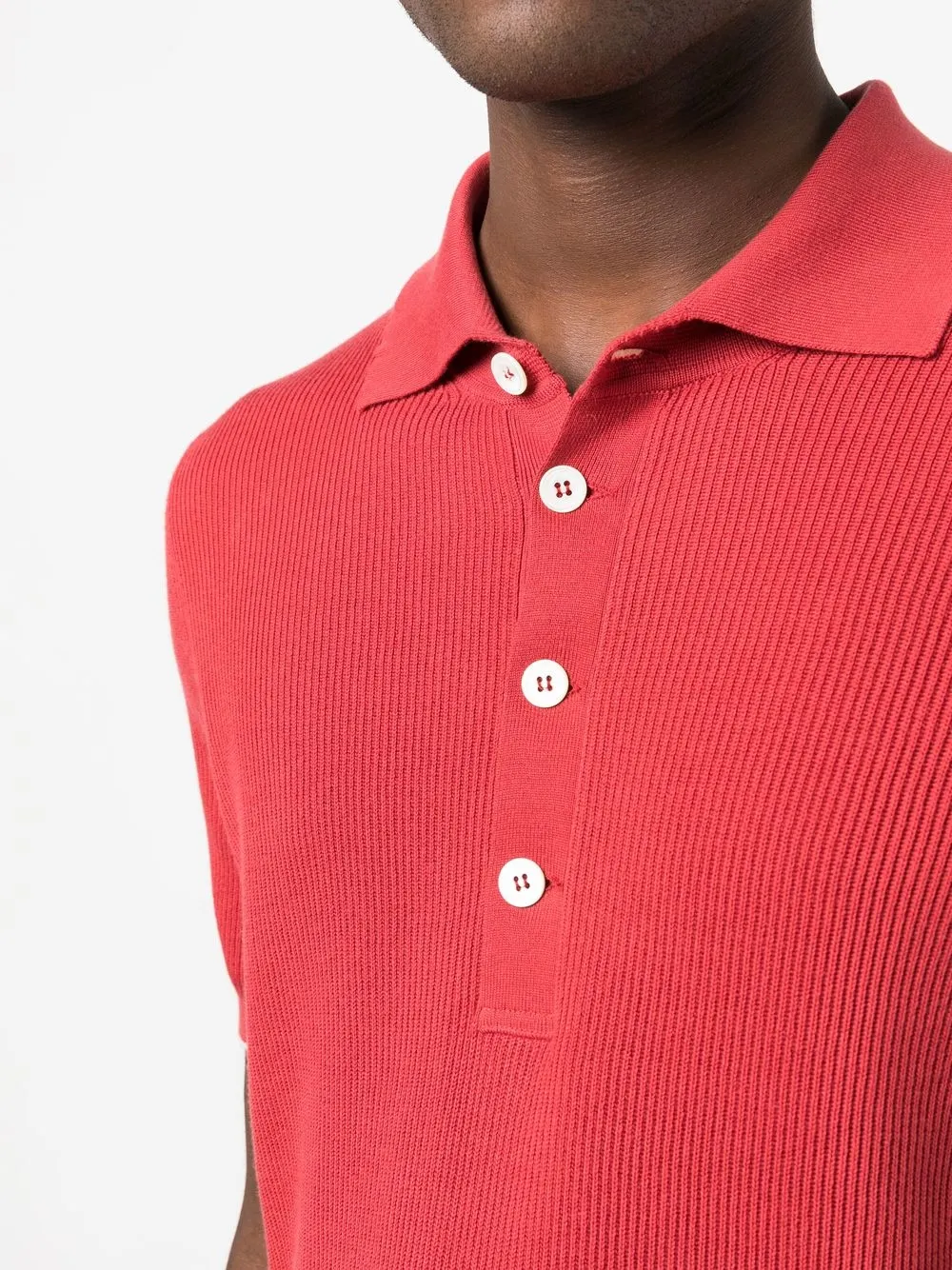 Brunello Cucinelli Fine-ribbed Polo Shirt In Red