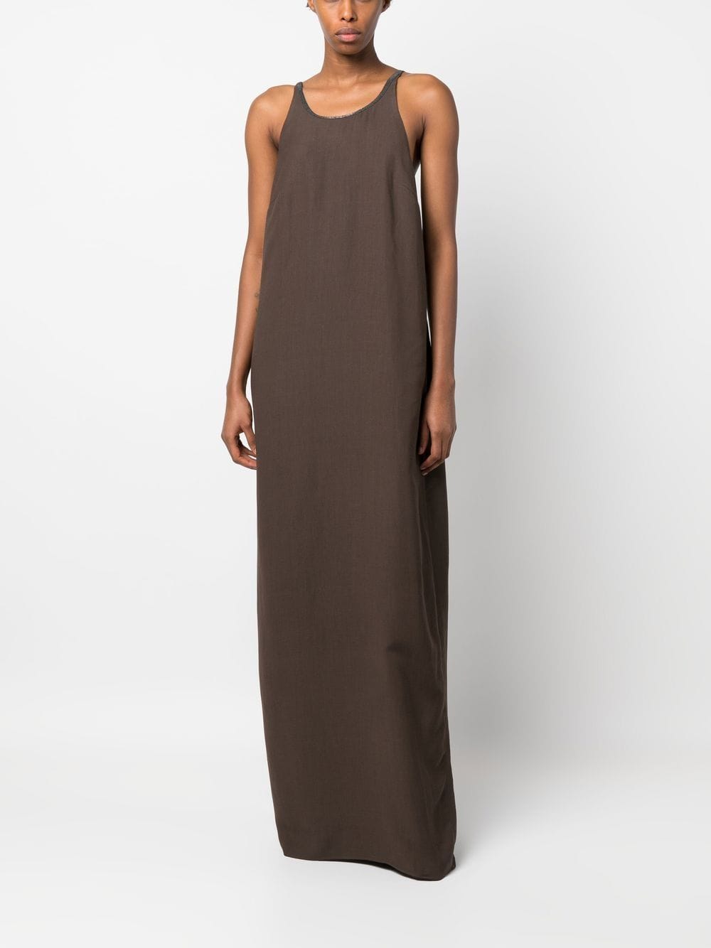 Brunello Cucinelli Maxi-jurk met monilibandje - Bruin