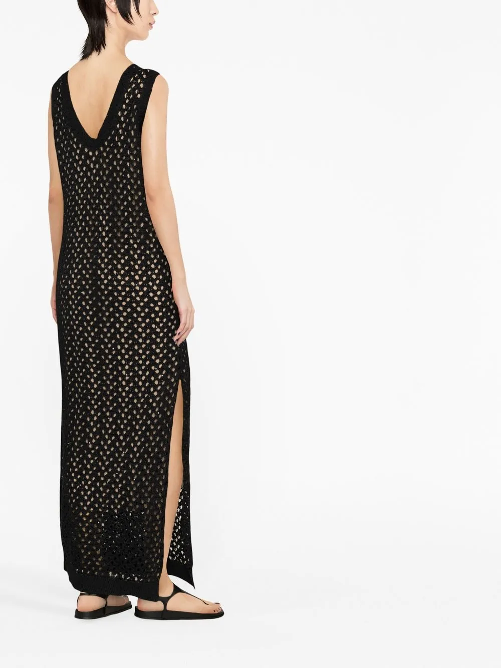 Brunello Cucinelli Crochet Sequin-embellished Maxi Dress In Black
