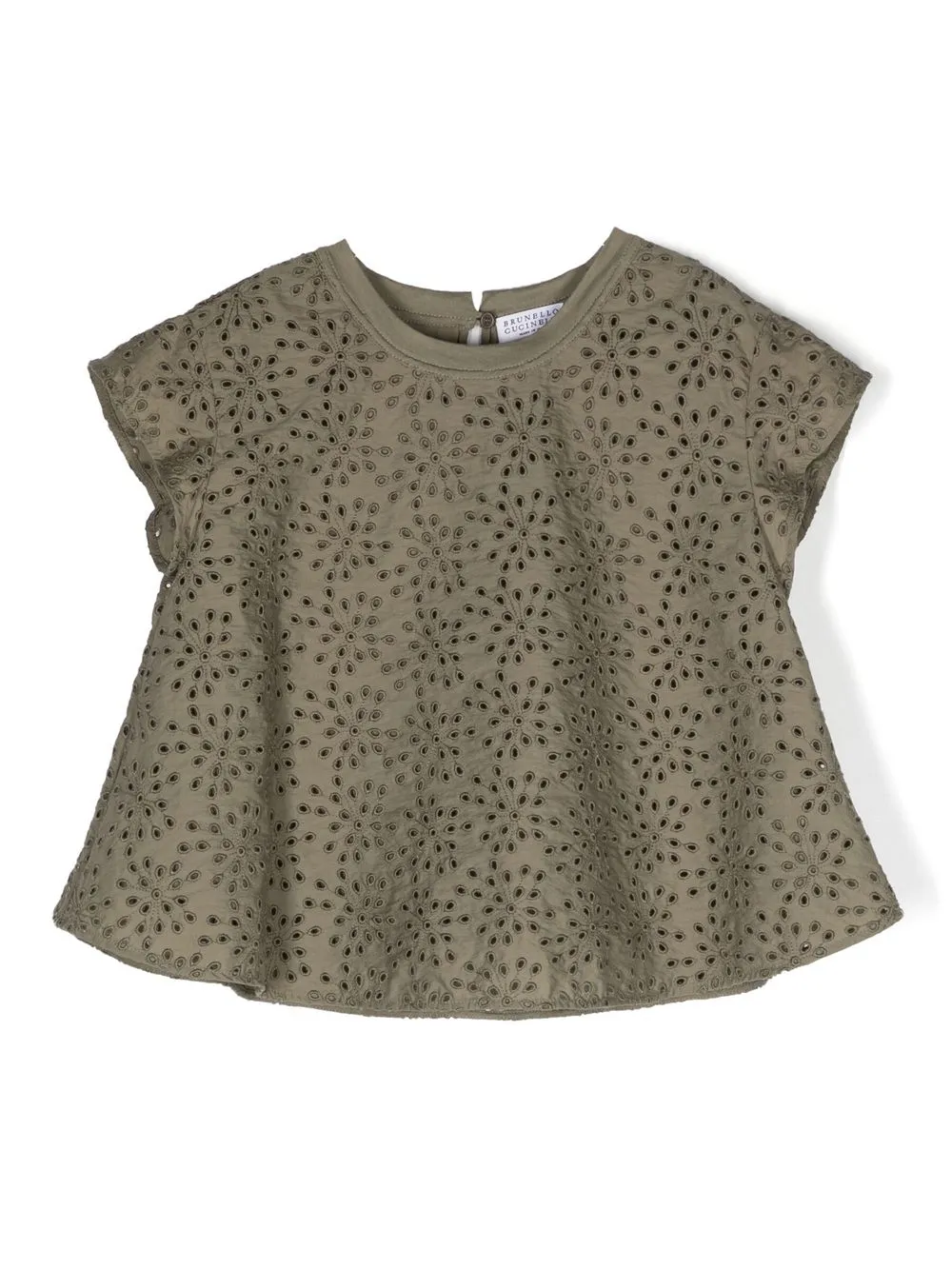 

Brunello Cucinelli Kids broderie cap-sleeved blouse - Green