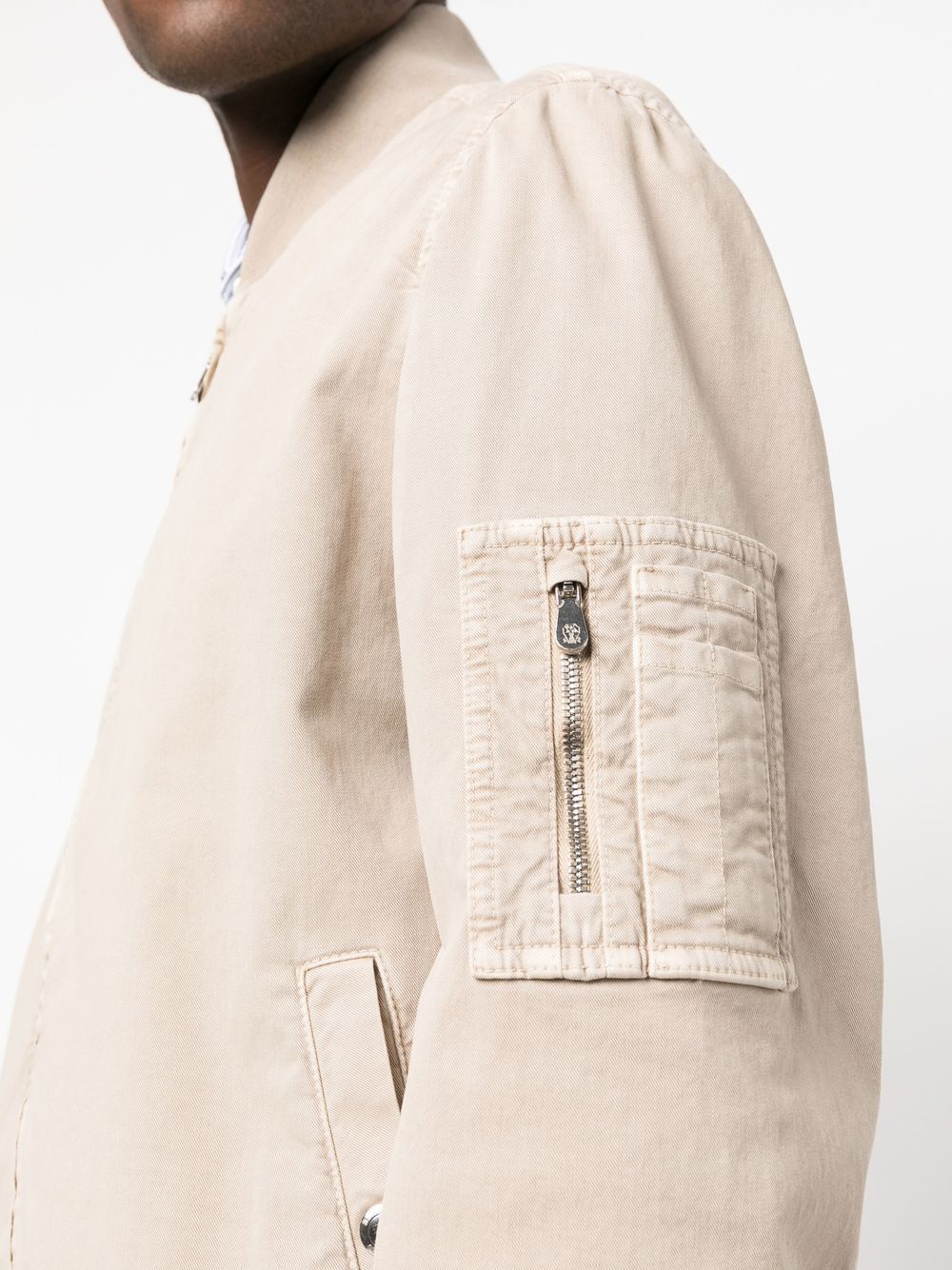 Shop Brunello Cucinelli Zip-up Bomber Jacket In Neutrals