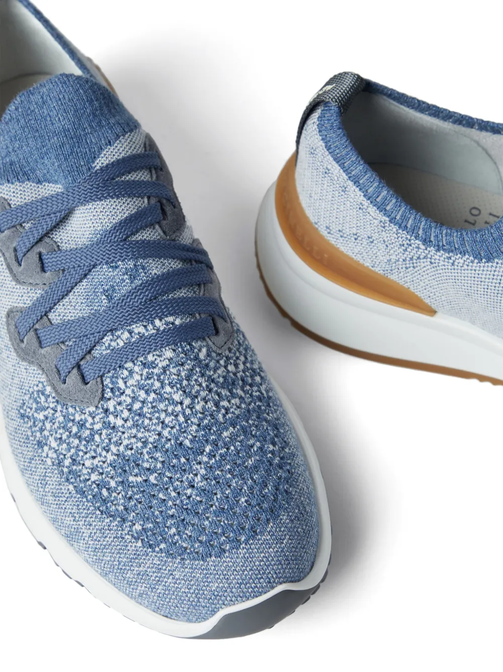 Shop Brunello Cucinelli Speckled Low-top Sneakers In Blue